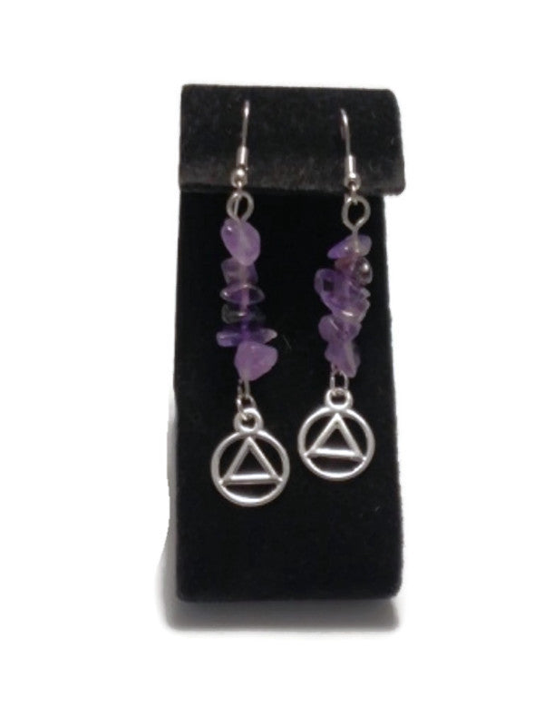 AA Amethyst Earrings With Silver Tone Charms