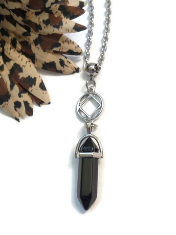 Black Onyx Drop Necklace Narcotics Anonymous