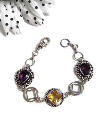 Amethyst & Citrine Crystal NA Bracelet