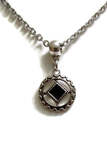 Black Enamel Narcotics Anonymous Necklace