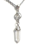 Crystal Quartz Drop Pendant Necklace - Alcoholics Anonymous