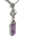 Amethyst Crystal Drop Necklace Alcoholics Anonymous