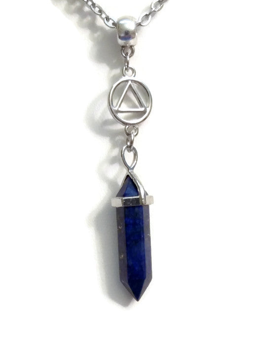 Lapis Lazuli Drop Necklace Alcoholics Anonymous