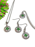 Green Enamel & Crystal Accent Narcotics Anonymous Necklace