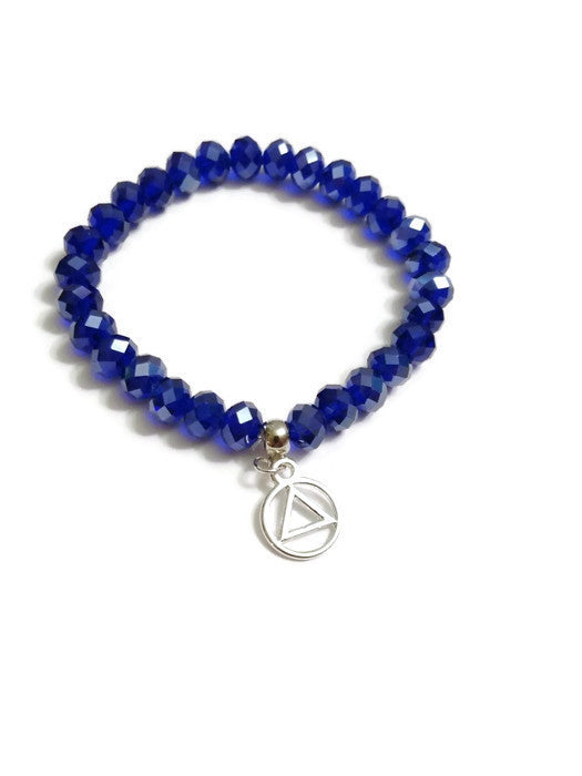 Sparkly Beaded Stretch Bracelet Alcoholics Anonymous - Royal Blue