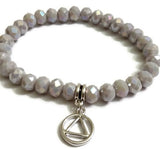 Sparkly Beaded Stretch Bracelet Alcoholics Anonymous - Iridescent Gray