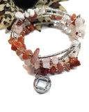 Carnelian & Quartz Wire Wrap Bracelet - NA