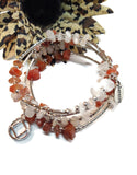 Carnelian & Quartz Wire Wrap Bracelet - NA