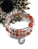 Carnelian & Quartz Wire Wrap Bracelet - NA