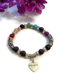 Rainbow Stone Bead Stretch Bracelet - Serenity