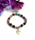 Rainbow Stone Bead Stretch Bracelet - Serenity