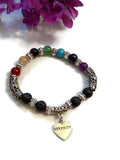 Rainbow Stone Bead Stretch Bracelet - Serenity