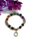 Rainbow Stone Bead Stretch Bracelet - NA