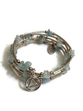 Aquamarine Wire Wrap Bracelet Alcoholics Anonymous