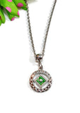 Green Enamel & Crystal Accent Narcotics Anonymous Necklace