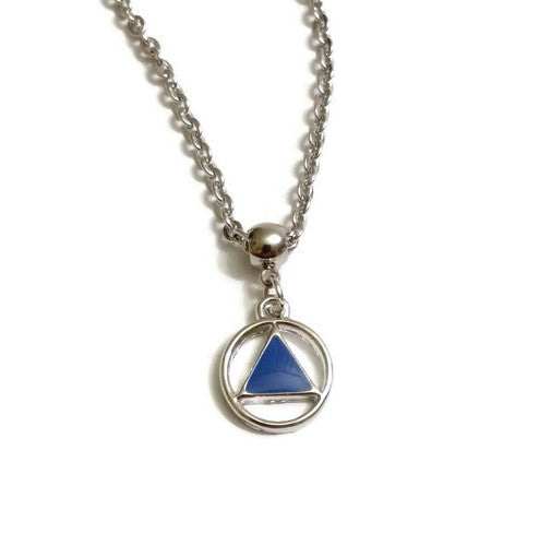 Blue Enamel Alcoholics Anonymous Necklace