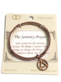 Serenity Prayer Metal Stretch Bracelet with AA Charm - Copper Tone