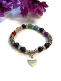 Rainbow Stone Bead Stretch Bracelet - Serenity
