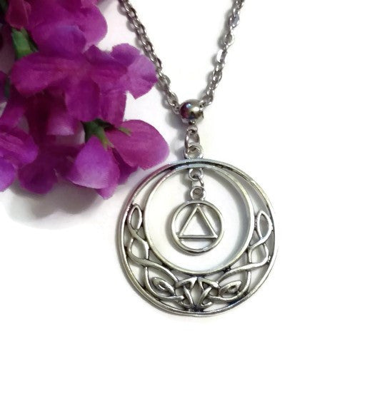 Celtic Dangle Charm Necklace Alcoholics Anonymous