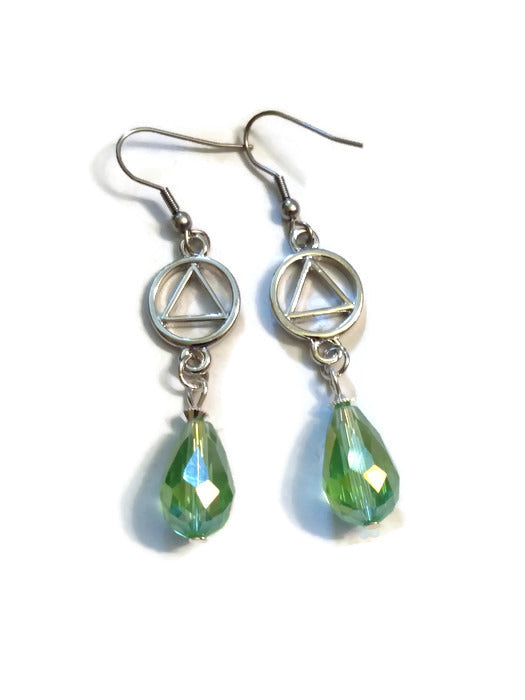 Lime Green Teardrop AA Earrings