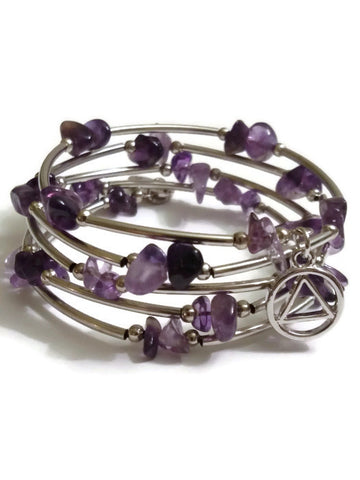 Amethyst Wire Wrap Bracelet Alcoholics Anonymous