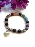 Rainbow Stone Bead Stretch Bracelet - Serenity