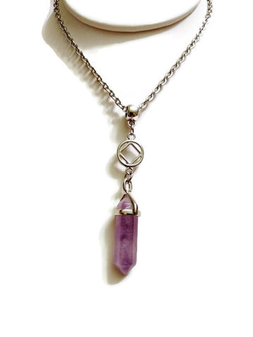 Amethyst Crystal Drop Necklace Narcotics Anonymous