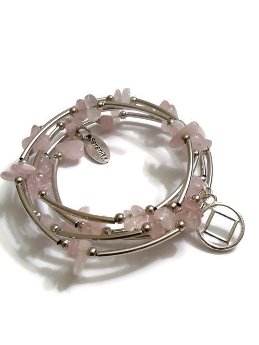 Rose Quartz Wire Wrap Bracelet Narcotics Anonymous