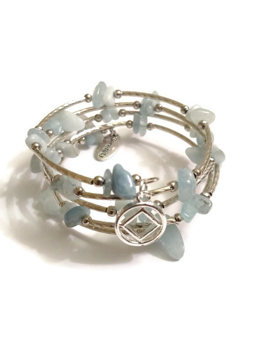 Aquamarine Wire Wrap Bracelet Narcotics Anonymous