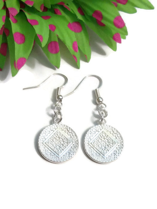 Narcotics Anonymous Earrings - Bright Silver Tone Finish