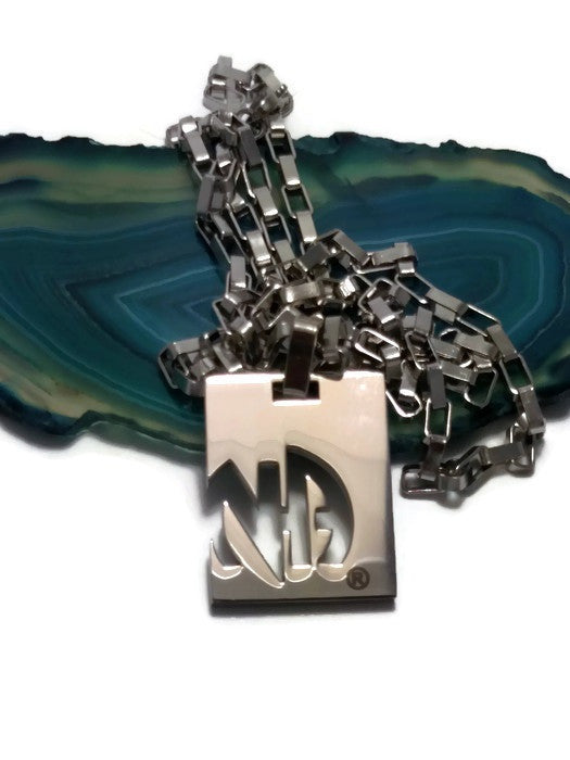 Stainless Steel Laser Cut Pendant Necklace NA - Silver