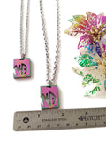 Stainless Steel Laser Cut Pendant Necklace NA - Rainbow Iridescent