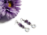NA Amethyst Earrings With Silver Tone Charms