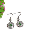 Green Enamel & Crystal Earrings - NA