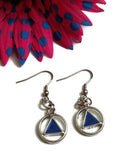 Blue Enamel AA Earrings Alcoholics Anonymous