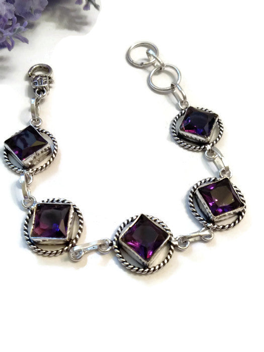 NA Amethyst Crystal Statement Bracelet