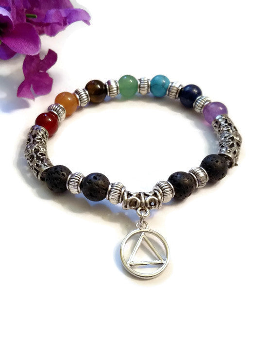 Rainbow Stone Bead Stretch Bracelet - AA