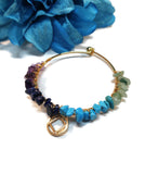 Stone Chip Wire Bangle Bracelet Gold NA