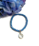Sparkly Beaded Stretch Bracelet Alcoholics Anonymous - Light Blue
