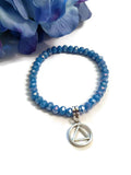 Sparkly Beaded Stretch Bracelet Alcoholics Anonymous - Light Blue