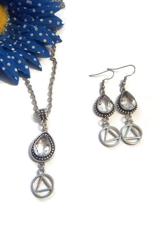 Set - Clear Crystal Necklace & Earrings AA