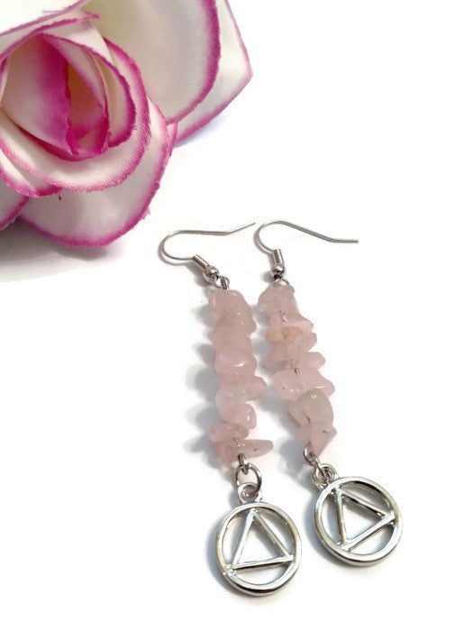 Rose Quartz Earrings Alcoholics Anonymous