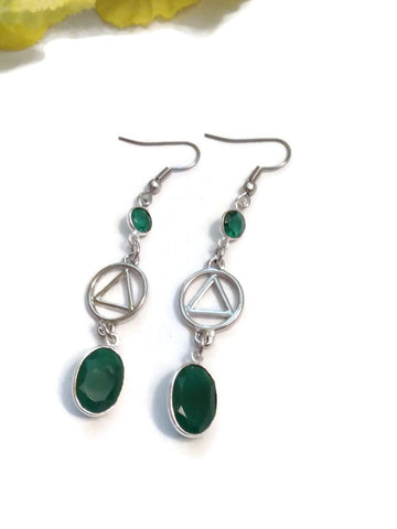 Emerald Green Crystal Earrings - AA