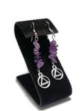 AA Amethyst Earrings With Silver Tone Charms