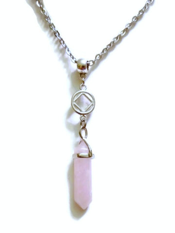 Rose Quartz Crystal Drop Necklace Narcotics Anonymous