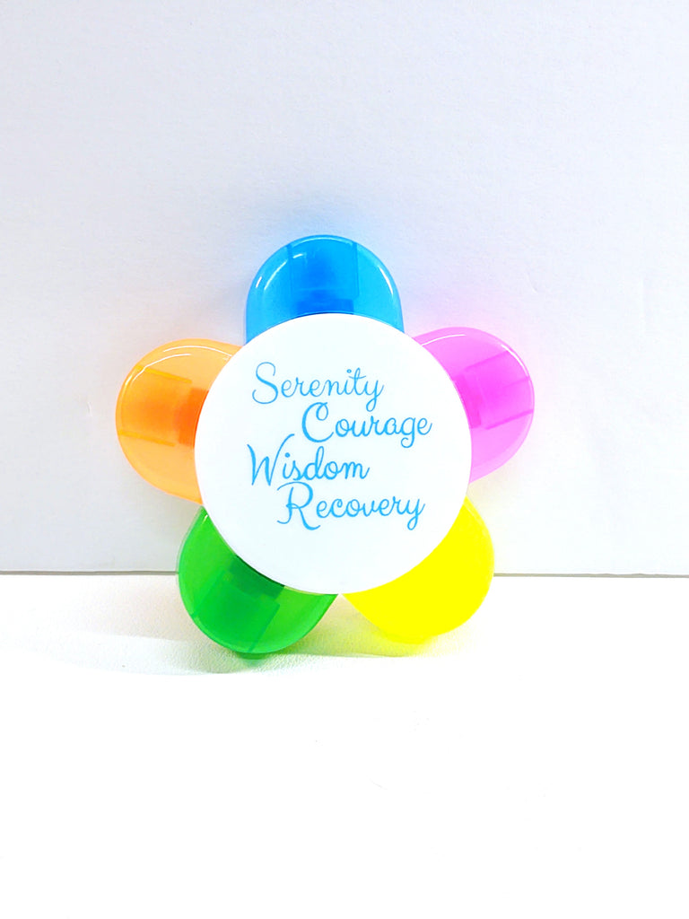 Serenity Courage Wisdom Recovery Flower Highlighter Pen