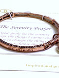 Serenity Prayer Metal Stretch Bracelet with NA Charm - Copper