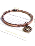Serenity Prayer Metal Stretch Bracelet with NA Charm - Copper