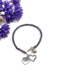 SALE Purple Crystal Beaded Bracelet - 8 Inch