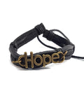 Leather Adjustable HOPE Bracelet - Black